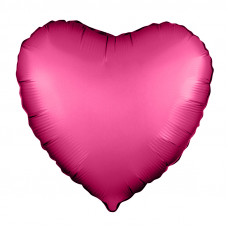 Шар (18''/46 см) Сердце, Гранатовый, Сатин, 1 шт.