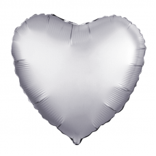 Шар (18''/46 см) Сердце, Платина, Сатин, 1 шт.