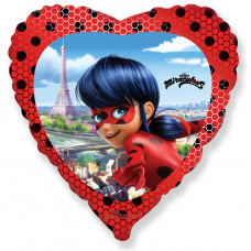 Шар (18''/46 см) Сердце, Леди Баг, 1 шт.