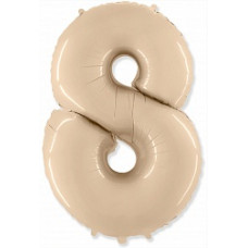 Шар (40''/102 см) Цифра, 8, Кремовый, 1 шт.