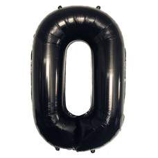 Шар (40''/102 см) Цифра, 0, Черная, Китай.
