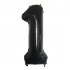 Шар (40''/102 см) Цифра, 1, Черная, Китай.