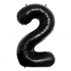 Шар (40''/102 см) Цифра, 2, Черная, Китай.