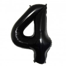 Шар (40''/102 см) Цифра, 4, Черная, Китай.