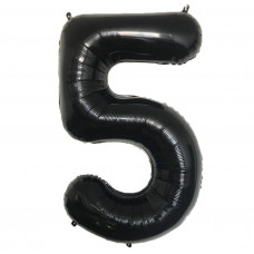 Шар (40''/102 см) Цифра, 5, Черная, Китай.