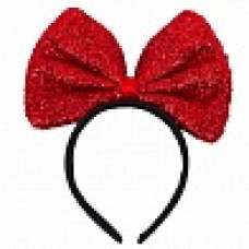 Ободок с бантиком, Блестящий, красный