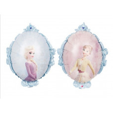 Шар (55/47 см) Фигура, Зеркало Холодное сердце, роз и бел.