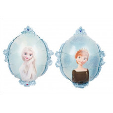 Шар (55/47 см) Фигура, Зеркало Холодное сердце, голуб и бел.