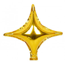 Шар с клапаном (10''/25 см) Мини-звезда, четырехконечная, золото.
