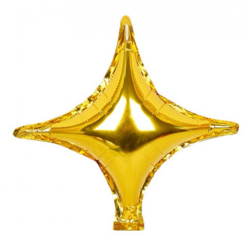Шар с клапаном (10''/25 см) Мини-звезда, четырехконечная, золото.