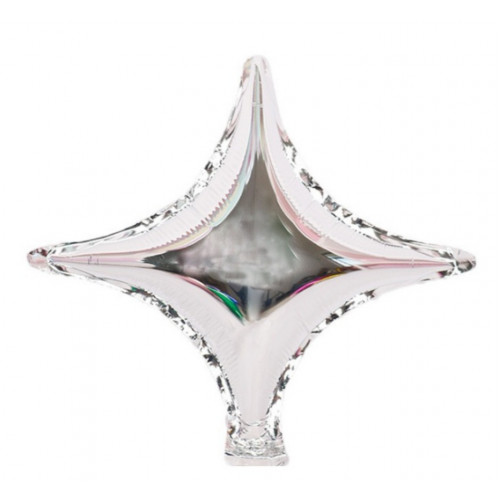 Шар с клапаном (10''/25 см) Мини-звезда, четырехконечная, серебро.