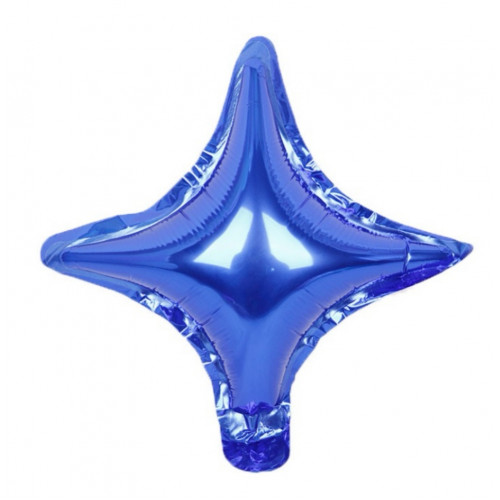 Шар с клапаном (10''/25 см) Мини-звезда, четырехконечная, синий.