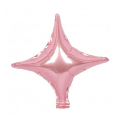 Шар с клапаном (10''/25 см) Мини-звезда, четырехконечная, розовый.