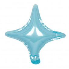 Шар с клапаном (10''/25 см) Мини-звезда, четырехконечная, голубой.