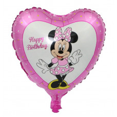 Шар (18''/46 см) Сердце, Минни, розовый