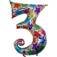 Шар (40''/102 см) Цифра, 3 Дизайнерская, 1 шт.