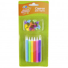 Свечи Яркая радуга, Ассорти, 0,8*8 см, 12 шт. с держат.