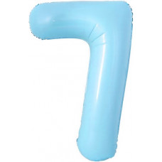 Шар с клапаном (16''/41 см) Мини-цифра, 7, Голубой, 1 шт.