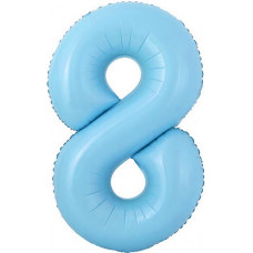 Шар с клапаном (16''/41 см) Мини-цифра, 8, Голубой, 1 шт.