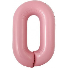 Шар с клапаном (16''/41 см) Мини-цифра, 0, Розовый, 1 шт.