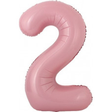 Шар с клапаном (16''/41 см) Мини-цифра, 2, Розовый, 1 шт.