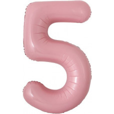 Шар с клапаном (16''/41 см) Мини-цифра, 5, Розовый, 1 шт.
