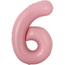 Шар с клапаном (16''/41 см) Мини-цифра, 6, Розовый, 1 шт.
