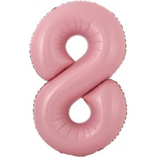 Шар с клапаном (16''/41 см) Мини-цифра, 8, Розовый, 1 шт.