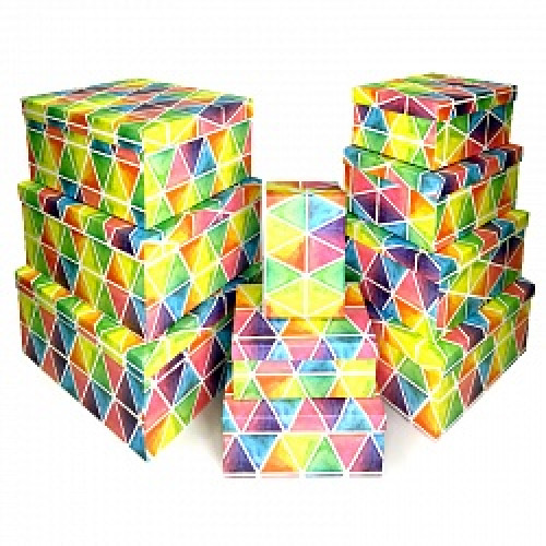 Набор коробок 10 в 1, Ромбики, Разноцветный