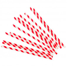 Трубочки для коктейлей, красные полосы, 12шт
