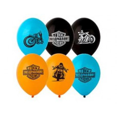 Шар с рисунком 14" С ДР Байкер