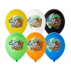 Шар с рисунком 14" С ДР Граффити 6 цв