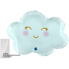 Шар (24''/61 см) Фигура, Маленькое облако, Голубой, Сатин, 1 шт. в уп.