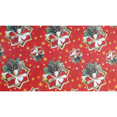 Упаковачная бумага Новый Год, Подарок на красном 100х70см