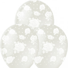 M 12"/30см Декоратор (растр) TRANSPARENT 5 ст. рис Розы 25шт шар латекс