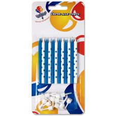 Свечи В звездочку, голубой, 8см 12шт.