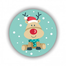 Наклейки-стикеры на подарок, Новогодний олененок, 7*7 см, 10 шт.