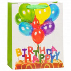 Пакет подарочный С Днем Рождения (букет шаров),  26*32*12 см