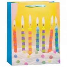 Пакет подарочный Свечи, с блестками,  31*42*12 см
