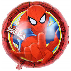 Шар (18"/46 см) Круг, Человек Паук крупный план, Красный.
