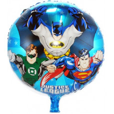 Шар (18"/46 см) Круг, Супер Мэн и Бэтмэн, синий