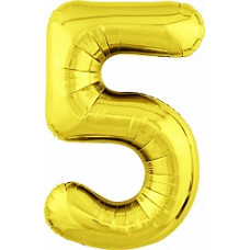 Шар (40''/102 см) Цифра, 5 Slim, Золото, 1 шт. в упак.