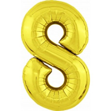 Шар (40''/102 см) Цифра, 8 Slim, Золото, 1 шт. в упак.