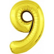 Шар (40''/102 см) Цифра, 9 Slim, Золото, 1 шт. в упак.