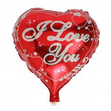 Шар (18 46 см) Сердце, I love you (сердечки с узорами по углам), Красный
