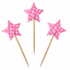 Пики для канапе Звезды, Розовые, 20шт
