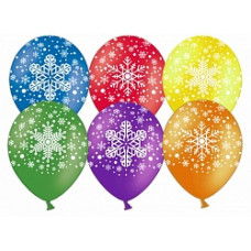 Шар (12''/30 см) Снежинка, Ассорти, пастель, 5 ст, 100 шт.