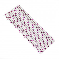 Трубочки для коктейлей, Сердечки, Белый/Фуксия, металлик, 12 шт.