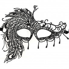 Маска кружевная, фигурная, Павлин, Черный, 16*24 см, 1 шт.
