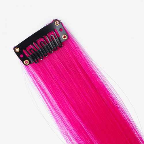 Цветные пряди для волос, на заколке, 5 гр., Ярко-розовый, 50*3,3 см, 2 шт.